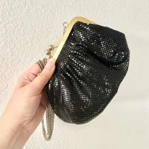 Black and Gold Vintage disco Whiting and Davis chainmail mesh purse